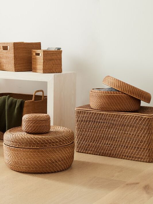 west elm eco-friendly rattan storage bin